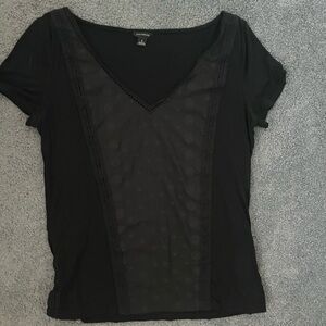 Ann Taylor Black Short Sleeve Fitted Blouse